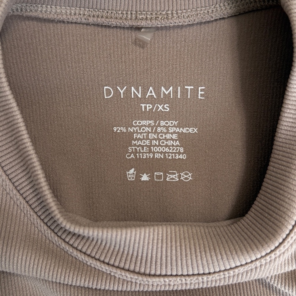 Dynamite Taupe Long Sleeve Ribbed Crop Top - Picture 5 of 8